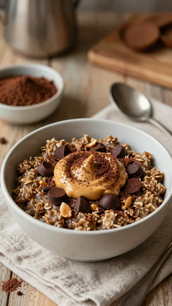 17 Rolled Oats Breakfast Recipes - Nutritious and Delicious Morning Meals - 7. Chocolate Peanut Butter Oatmeal 1