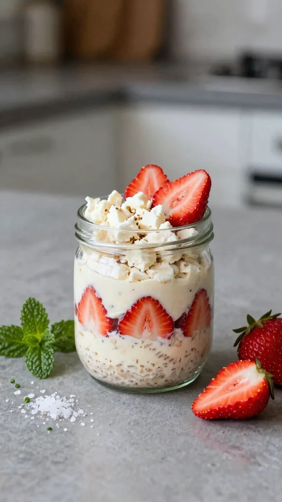 17 Strawberry Cheesecake Overnight Oats Recipes - Sweet and Protein-Rich Breakfasts - 17. Savory Strawberry Cheesecake Overnight Oats 1