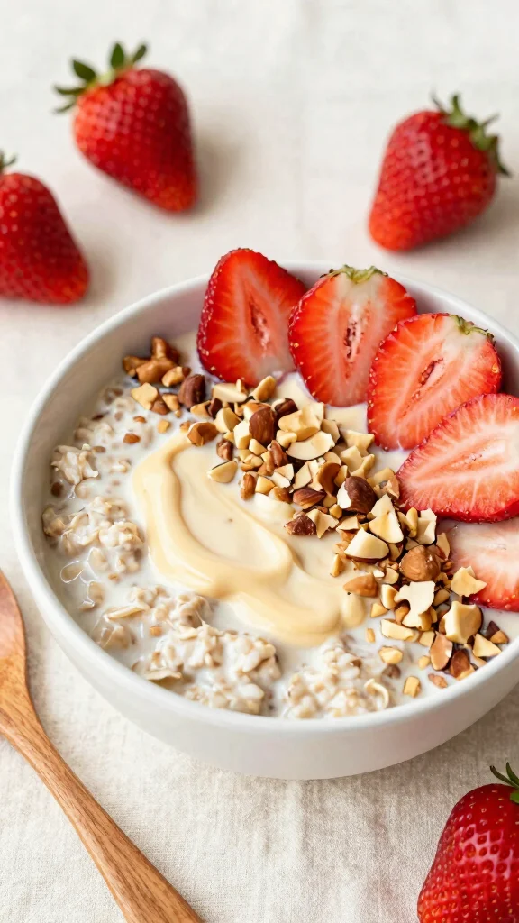 17 Strawberry Cheesecake Overnight Oats Recipes - Sweet and Protein-Rich Breakfasts - 3. Nutty Strawberry Cheesecake Overnight Oats 1