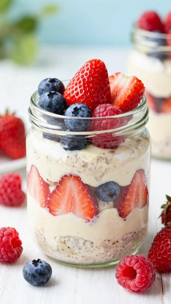 17 Strawberry Cheesecake Overnight Oats Recipes - Sweet and Protein-Rich Breakfasts - 7. Berry Medley Strawberry Cheesecake Overnight Oats 1