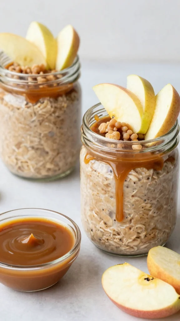 18 Apple Cinnamon Overnight Oats Recipes - Naturally Sweet and Healthy Breakfasts - 12. Caramel Apple Cinnamon Overnight Oats 1