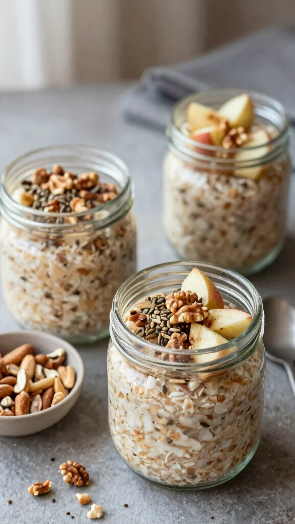 18 Apple Cinnamon Overnight Oats Recipes - Naturally Sweet and Healthy Breakfasts - 16. Overnight Oats with Nuts and Seeds 1