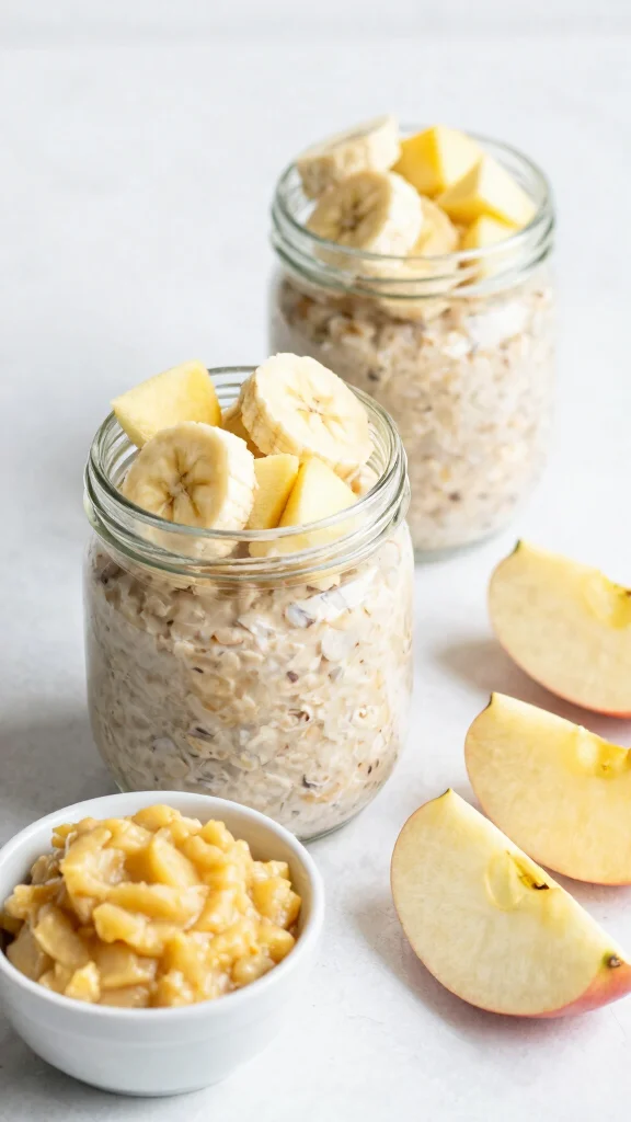 18 Apple Cinnamon Overnight Oats Recipes - Naturally Sweet and Healthy Breakfasts - 18. Overnight Oats with Mashed Bananas 1