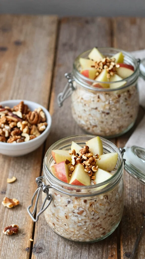18 Apple Cinnamon Overnight Oats Recipes - Naturally Sweet and Healthy Breakfasts - 9. Nutty Apple Cinnamon Overnight Oats 1