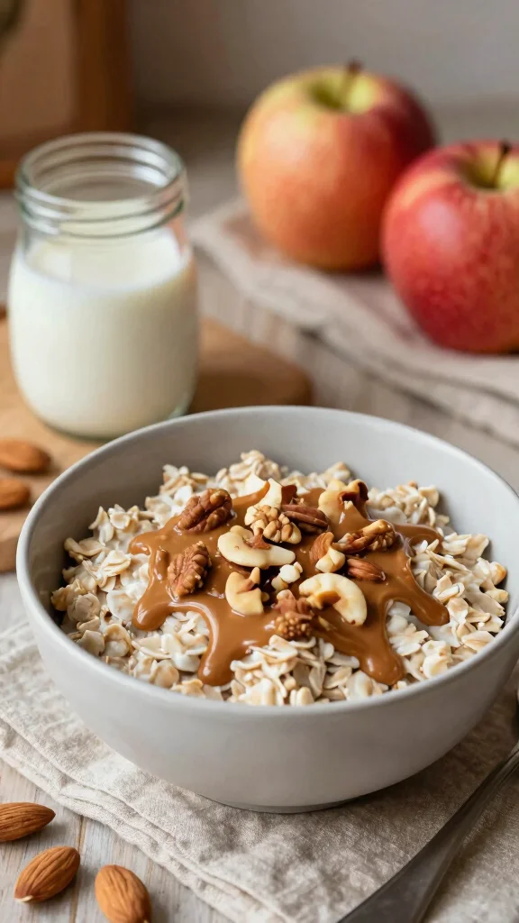 18 Apple Pie Overnight Oats Healthy Recipes - Sweet and Protein-Rich Breakfasts - 8. Nutty Apple Pie Overnight Oats 1