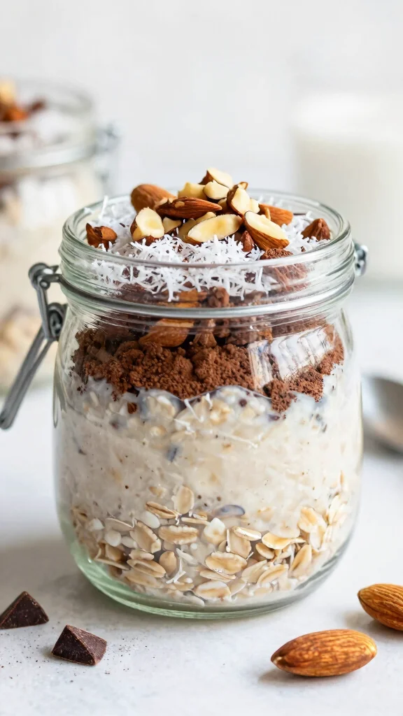 18 Best Overnight Oats Recipes - Delicious and Healthy Breakfast Ideas - 12. Almond Joy Overnight Oats 1