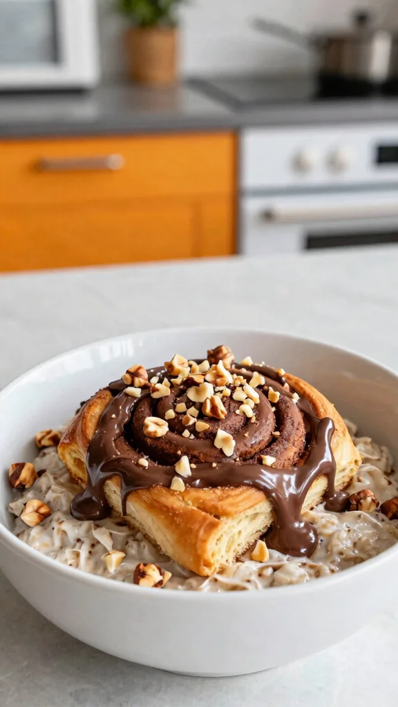 18 Cinnamon Roll Overnight Oats Recipes - Indulgent and Protein-Packed Breakfasts - 12. Chocolate Hazelnut Cinnamon Roll Overnight Oats 1