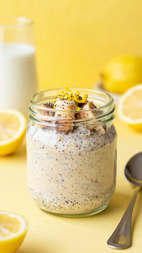 18 Cinnamon Roll Overnight Oats Recipes - Indulgent and Protein-Packed Breakfasts - 17. Lemon Poppy Seed Cinnamon Roll Overnight Oats 1