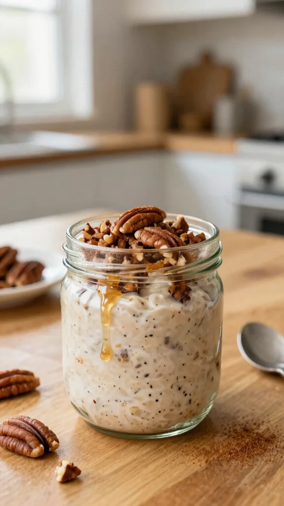 18 Cinnamon Roll Overnight Oats Recipes - Indulgent and Protein-Packed Breakfasts - 5. Maple Pecan Cinnamon Roll Overnight Oats 1