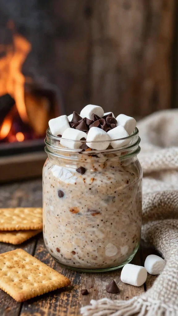 18 Cinnamon Roll Overnight Oats Recipes - Indulgent and Protein-Packed Breakfasts - 9. S'mores Cinnamon Roll Overnight Oats 1