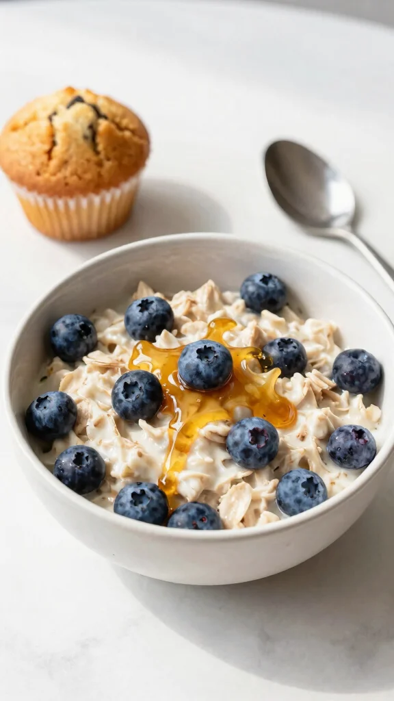 18 High Protein Oats Overnight Recipes - Nutritious and Filling Breakfasts - 11. Blueberry Muffin Oats 1