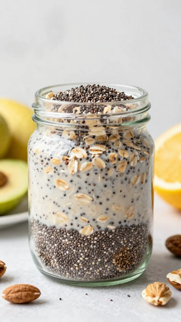 18 High Protein Oats Overnight Recipes - Nutritious and Filling Breakfasts - 18. Chia Seed & Oats Medley 1
