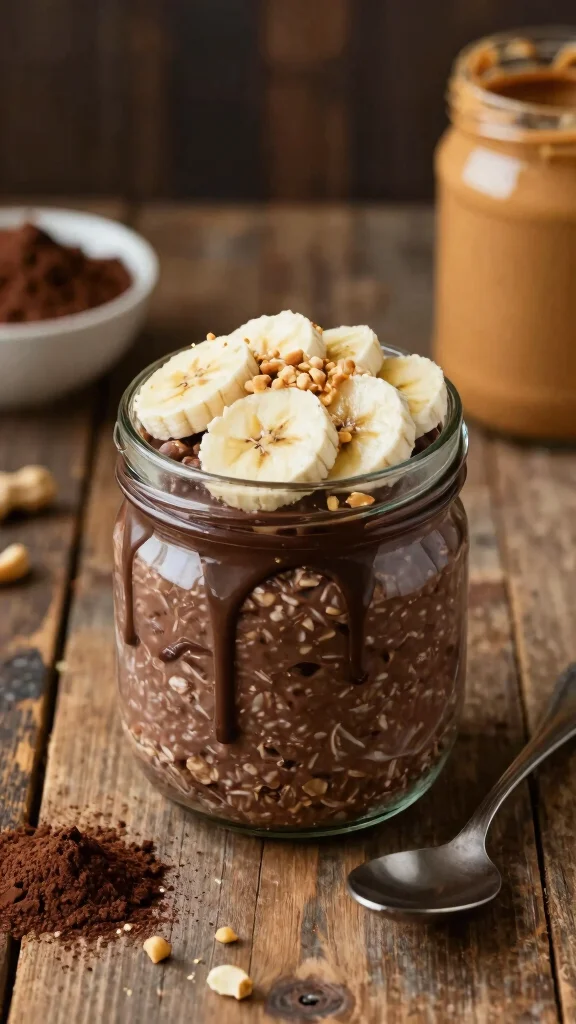 18 High Protein Oats Overnight Recipes - Nutritious and Filling Breakfasts - 2. Chocolate Peanut Butter Overnights 1