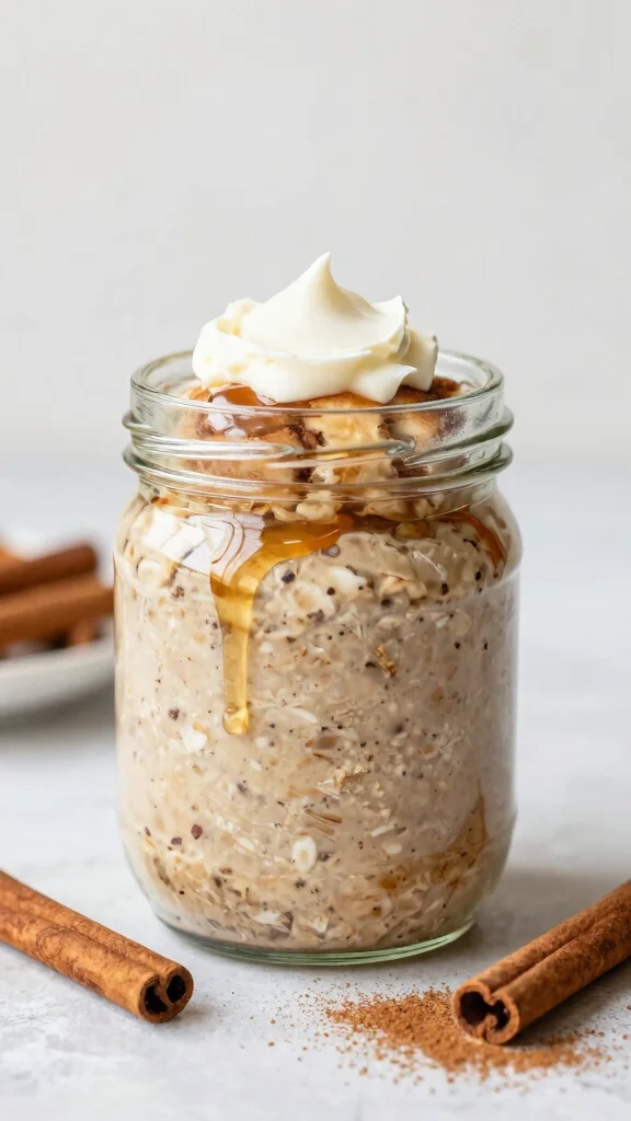 18 High Protein Oats Overnight Recipes - Nutritious and Filling Breakfasts - 9. Cinnamon Roll Oats 1