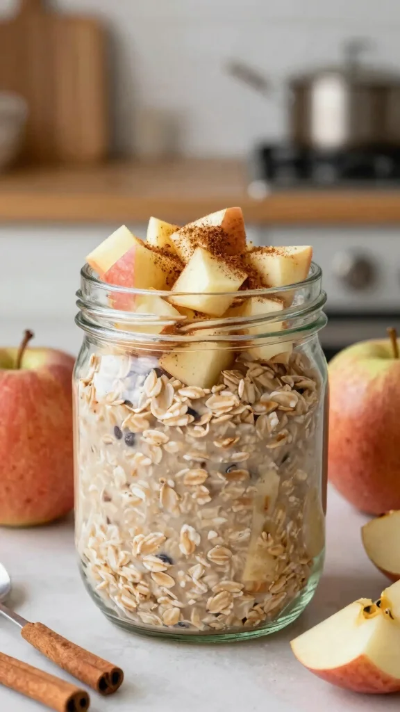 18 Low-Calorie Overnight Oats Recipes - Healthy and Filling Breakfasts - 1. Classic Cinnamon Apple Overnight Oats 1