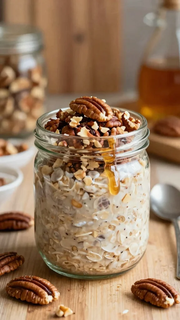 18 Low-Calorie Overnight Oats Recipes - Healthy and Filling Breakfasts - 11. Maple Pecan Overnight Oats 1