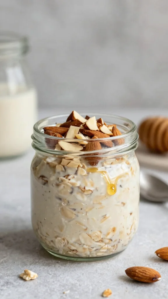 18 Low-Calorie Overnight Oats Recipes - Healthy and Filling Breakfasts - 15. Vanilla Almond Overnight Oats 1