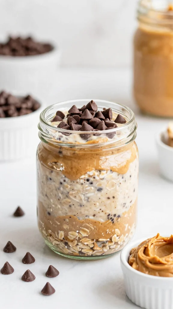 18 Macro Friendly Overnight Oats Recipes - Balanced, Healthy, and Easy Breakfasts - 13. Chocolate Chip Cookie Dough Overnight Oats 1