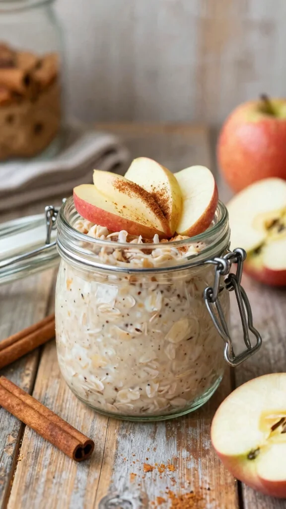 18 Macro Friendly Overnight Oats Recipes - Balanced, Healthy, and Easy Breakfasts - 5. Cinnamon Apple Pie Overnight Oats 1