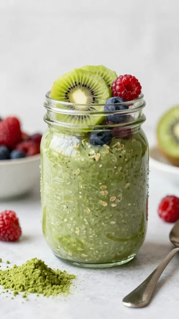 18 Macro Friendly Overnight Oats Recipes - Balanced, Healthy, and Easy Breakfasts - 7. Matcha Green Tea Overnight Oats 1