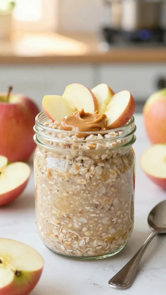 18 Overnight Oats with Apples Recipes - Naturally Sweet and Protein-Packed Breakfasts - 2. Peanut Butter Apple Overnight Oats 1