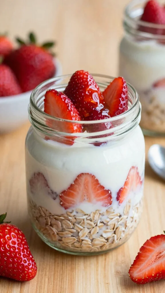 18 Overnight Oats with Strawberries Recipes - Fresh and Protein-Rich Breakfasts - 9. Maple Strawberry Oats 1