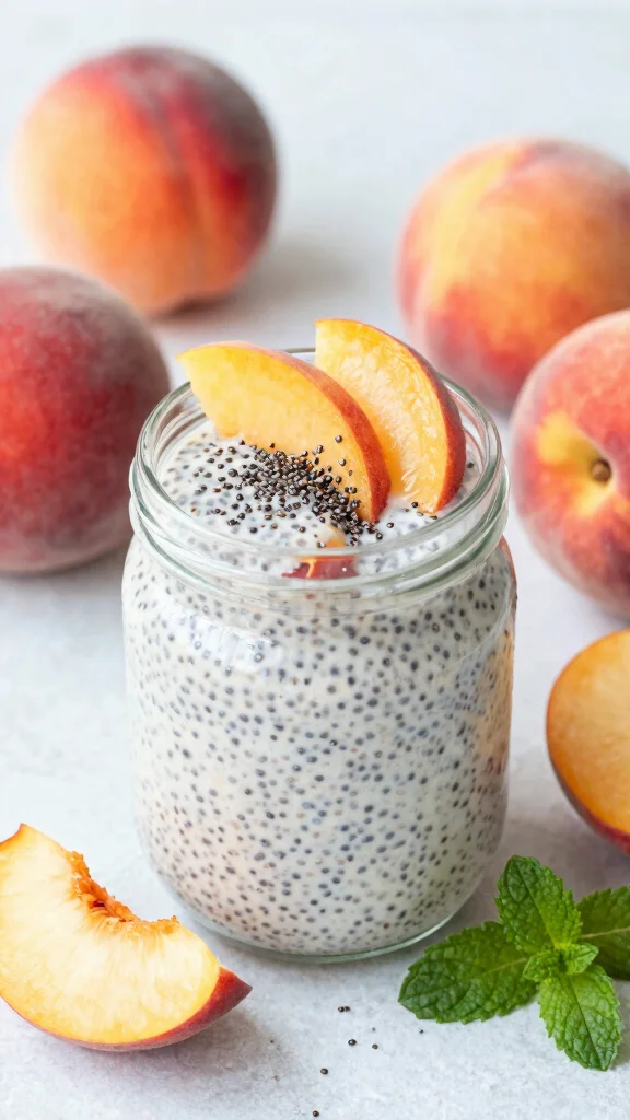 18 Peach Overnight Oats Healthy Recipes - Fruity and Protein-Packed Breakfasts - 6. Peach Chia Seed Oats 1