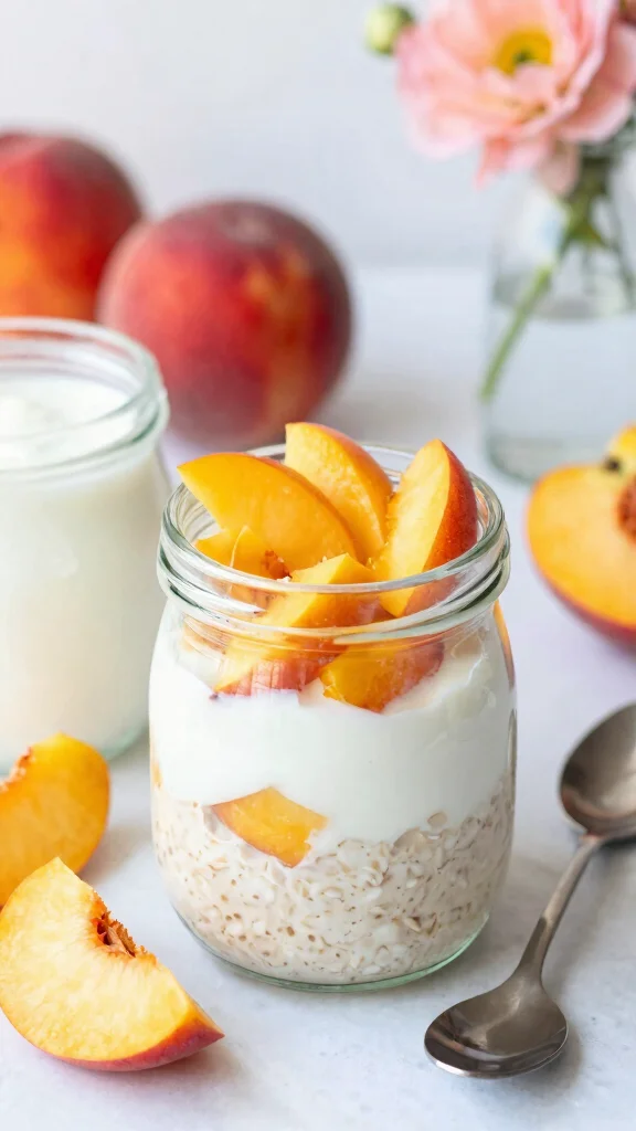 18 Peach Overnight Oats Healthy Recipes - Fruity and Protein-Packed Breakfasts - 8. Peach Greek Yogurt Oats 1