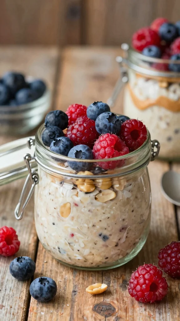 18 Peanut Butter Overnight Oats Recipes - Creamy and Protein-Rich Breakfasts - 4. Peanut Butter and Berry Bliss Oats 1