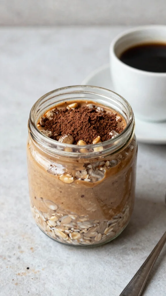 18 Peanut Butter Overnight Oats Recipes - Creamy and Protein-Rich Breakfasts - 9. Peanut Butter Mocha Overnight Oats 1