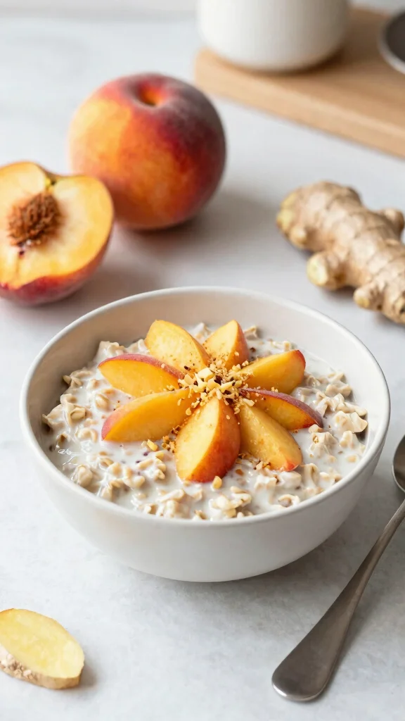 18 Steel Cut Overnight Oats Recipes - Quick and Fiber-Rich Breakfasts - 14. Ginger Peach Overnight Oats 1