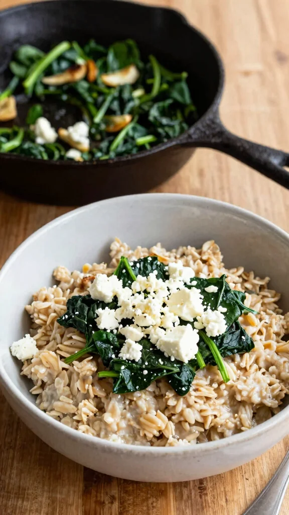 18 Steel Cut Overnight Oats Recipes - Quick and Fiber-Rich Breakfasts - 6. Savory Spinach and Feta Steel Cut Oats 1