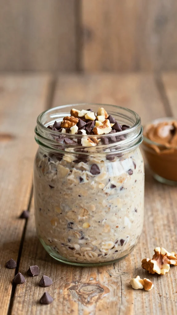 19 High Protein Overnight Oats Recipes - Healthy and Filling Breakfasts - 16. Nutty Chocolate Chip Overnight Oats 1