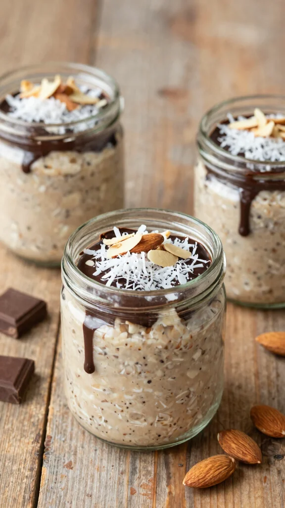 19 Meal Prep Overnight Oats Recipes - Time-Saving and Healthy Breakfasts - 11. Almond Joy Overnight Oats 1