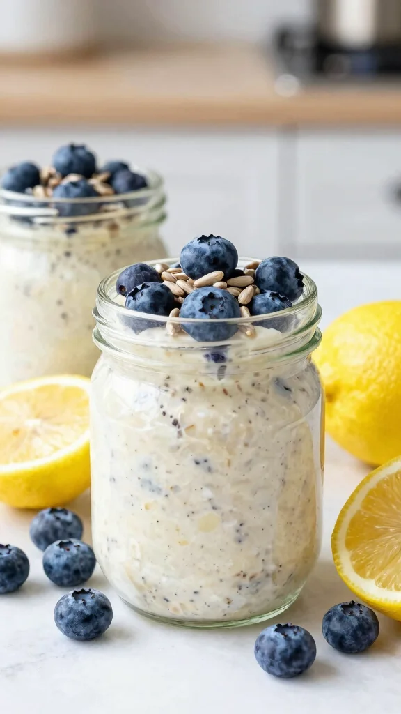 19 Meal Prep Overnight Oats Recipes - Time-Saving and Healthy Breakfasts - 12. Lemon Blueberry Overnight Oats 1