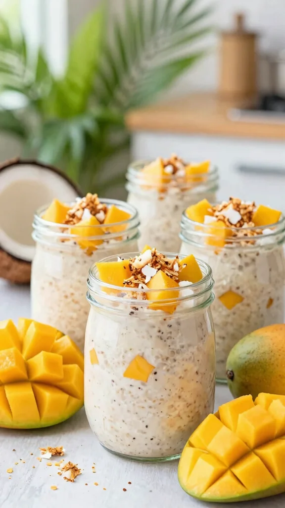 19 Meal Prep Overnight Oats Recipes - Time-Saving and Healthy Breakfasts - 3. Tropical Coconut Mango Overnight Oats 1